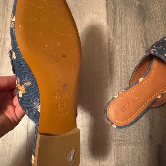 Coach Women's Studded Floral Denim Clogs - Picture 5 of 11